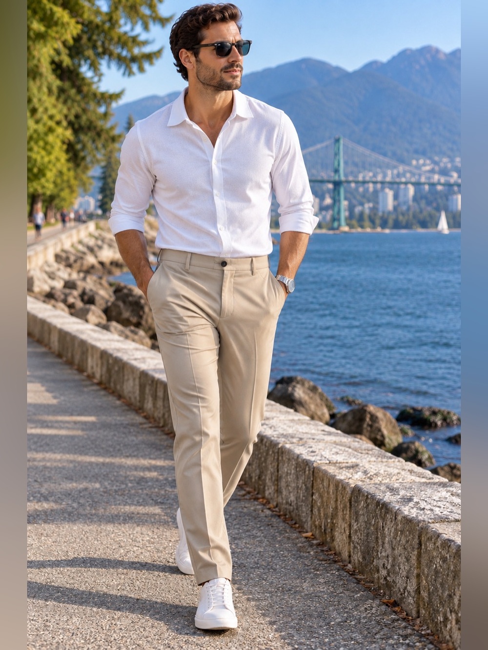 ALBERTO LEON Ceramica Modern Fit Men’s Dress Pants – Beige – Size 54 Fit